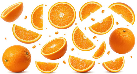 orange slices on white background