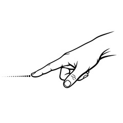Hand pointing to a series of increasing dots