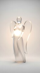Elegant Glass Angel Figurine with Internal Illumination Against a Soft Gradient Background