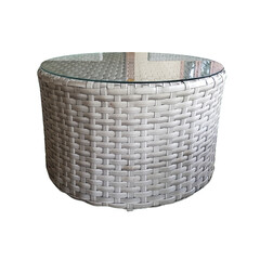 Grey tube wicker basket table