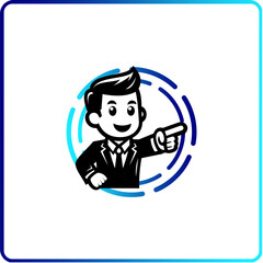 Businessman Pointing with Circle Graphic