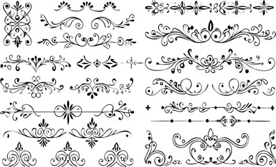 Elegant Black and White Decorative Design Elements 
