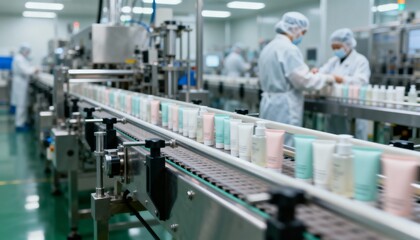 Cosmetic Product Manufacturing: Automated Assembly Line with Quality Control in a Sterile Environment