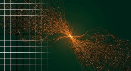 Dynamic abstract network design with glowing lines and grid in a modern digital space