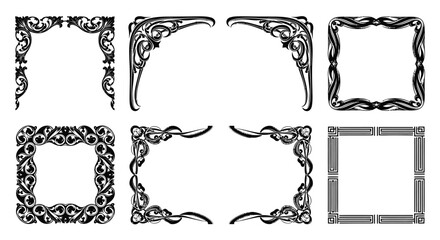 Elegant art nouveau frames and borders decorative elements for design projects vector © Runa