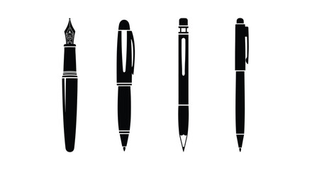 Fototapeta premium Four classic writing instruments displayed side by side for artistic representation vector