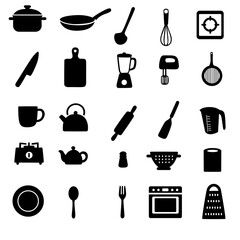 Fototapeta premium collection of silhouette models of kitchen tool icons