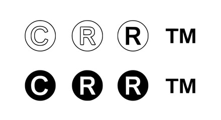 Collection of copyright trademark and registered symbol icons for legal and business use