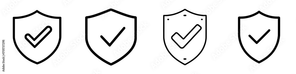 Poster modern check mark icon shield for computer, web, and mobile applications