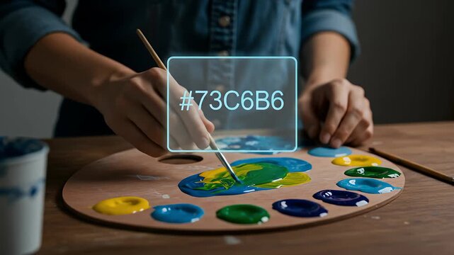 Digital Color Mixing Art Palette Creative Process Hex Code Display