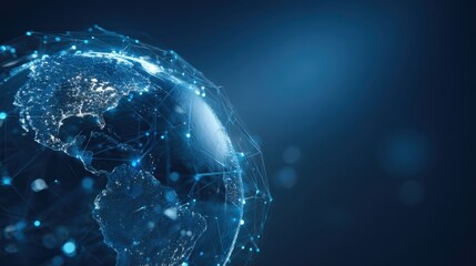 Obraz premium Global Network Connectivity: Abstract Earth with Glowing Connections, Technology, and Communication, Representing Global Business