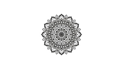 Monochrome circular mandala ornament. Intricate spiritual symbol with floral patterns, isolated vector design element