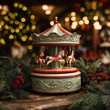 Holiday decorated carousel toy