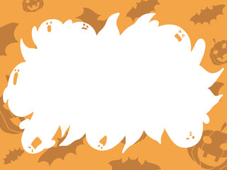 おばけハロウィンフレーム　背景あり　オレンジ