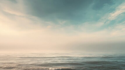 Obraz premium Tranquil Ocean Vista: Serene Seascape with Gentle Waves and Soft Pastel Skies, Ideal for Backgrounds