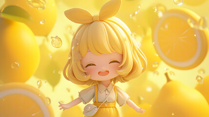 chibi character lemon theme light yellow hair