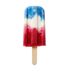 Red white and blue popsicle isolated on transparent background
