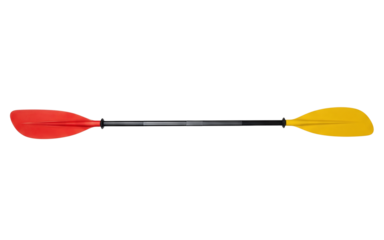 Kayak paddle with red and yellow blades