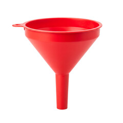 Simple red plastic funnel for liquids