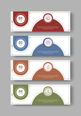 Modern Flat Design Step Banner Flowchart with Number Icon Template