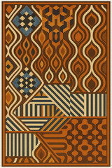 Moroccan Folk art inspired Carpet with modern Pattern in high definition isolated on white canvas with trending colors
