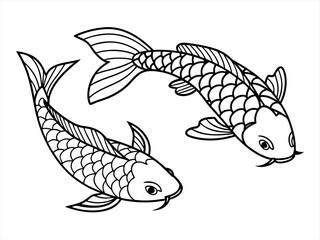 coloring page line art the fish black vector bundle