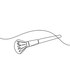 An elegant, minimalist continuous line drawing captures the essence of a cosmetic brush, perfect for modern beauty and personal care branding.