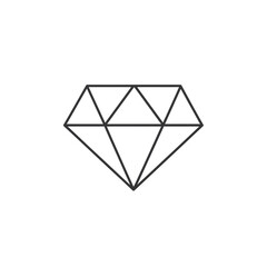 A sleek, minimalist line art icon depicting a brilliant diamond, symbolizing luxury, value, and preciousness in a clean, modern design.