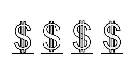 Obraz premium Four stylized dollar signs in a row representing wealth and financial growth vector