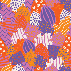 Bright autumn seamless pattern. Leaves, twigs, berries autumn fall. Beautiful autumn. Vector illustration