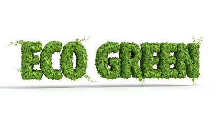 Eco Green Text Made of Leaves, Environmental Concept