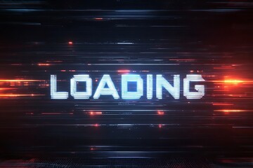 Futuristic loading screen with glitch effects for a dynamic technology presentation or high-tech interface, ideal for games and modern websites