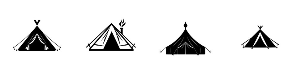 A simple yet powerful silhouette of a camping tent is perfect for illustrating outdoor adventures, camping gear, and nature-themed designs