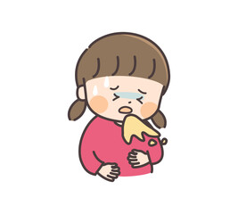 気分が悪くて吐いている女の子のイラスト