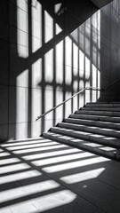 Interior staircase with dramatic shadows