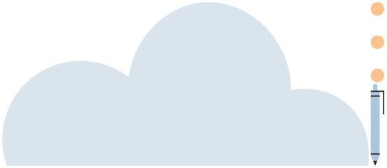 Large abstract cloud paired with a pencil releasing dotted lines upward, symbolizing imagination and creativity. Ideal for innovation, brainstorming, writing, education, technology, productivity