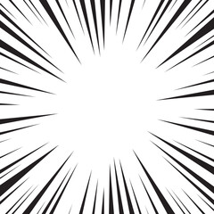Obraz premium Manga comic explosion, motion or movement effect, vector background. Manga anime cartoon radial speed lines and abstract pattern for comic book burst, flash ray or explode bang action 