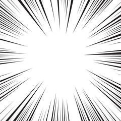 Manga comic explosion, motion or movement effect, vector background. Manga anime cartoon radial speed lines and abstract pattern for comic book burst, flash ray or explode bang action	