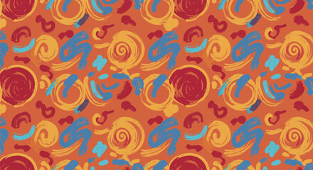 Fototapeta premium Playful Brushstrokes: A Vibrant and Energetic Abstract Pattern Design with Seamless Repeat