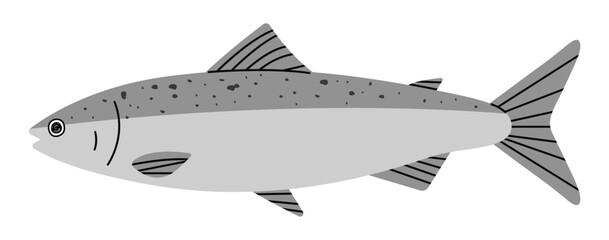 Salmon 3 cute on a White background, vector illustration.