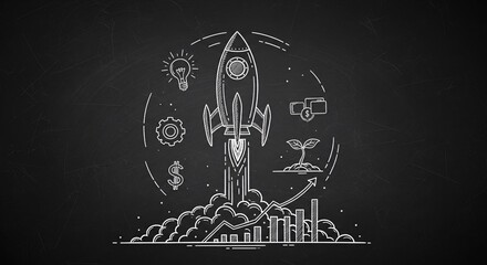 Startup Innovation Rocket Illustration