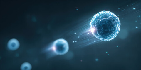 Naklejka premium An image featuring a collection of luminescent cells against a dark background. Perfect for science and medical related projects.