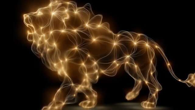Shimmering Lion in Zodiac Light Illustration