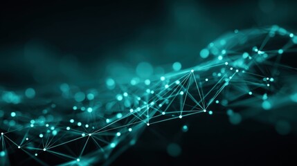 Abstract Network Plexus Structure on Dark Background, Connecting Dots and Lines, Data Visualization, Future Technology