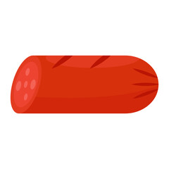 Vibrant illustration of a sliced sausage on a clean white background, ideal for culinary uses