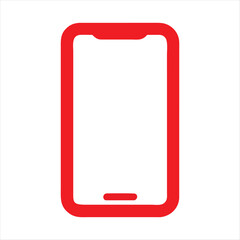 Red Smartphone Frame Icon – Minimalist Vector Illustration of Mobile Device Outline