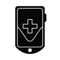 Phone Health Support Icon Flat Title