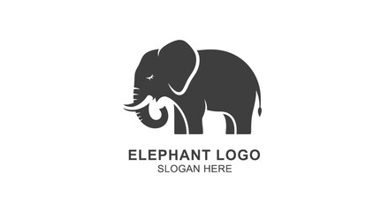 Simple, stylized logo featuring a dark gray elephant.