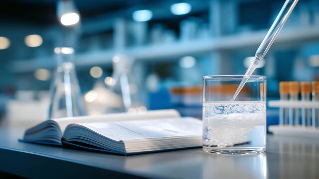 A technician prepares DNA for telomere analysis in a genetics lab with lysis buffers bubbling pipettes dispensing centrifuge tubes spinning and a lab notebook open captured