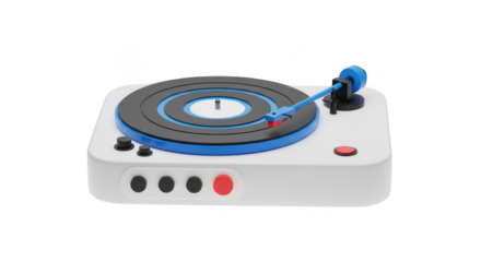 Turntable isolated on transparent background for music playing